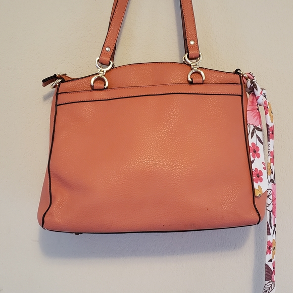 Simply Noelle Coral Shoulder Bag with Floral Scarf - Picture 2 of 6